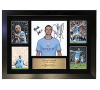 Erling Haaland Autograph Memorabilia Man City Display Signed A3 Framed Printed Autograph Photo Ultimate Football Heroes Picture Football Poster Gifts No125