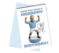 Erling Haaland Man City Reproduction Autograph Birthday Card Signed A5 “Haaappy Birthday!” - Football Fan Digitally Illustrated Printed on 350gm thick card No1862