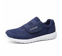 ERLINGO Casual Comfort Walking Shoes, Flats Non-Slip Sneakers Elderly Safety Widening Walking Shoes Light Weight Strap Comfort Sneakers for Men Women Blue
