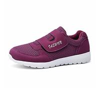 ERLINGO Casual Comfort Walking Shoes, Flats Non-Slip Sneakers Elderly Safety Widening Walking Shoes Light Weight Strap Comfort Sneakers for Men Women Purple