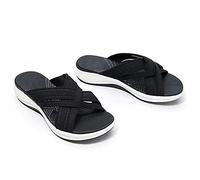 ERLINGO Stretch Cross Orthotic Slide Sandals Women Platform Slippers Casual Beach Slip On Sandals Hollow Out Summer Vintage Sandals Comfort Support Sandals for Indoor Outdoor