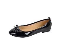 ERLINGO Women's Ballet Flats Pumps, Comfortable Girls Dolly Shoes Solid Color Bow Round Toe Slip On Flats Shoes Casual Walking Ballerina Shoes for Office, School Black