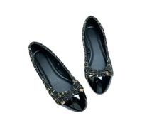 ERLINGO Women's Ballet Pumps Slip-On Bow Tie Dolly Shoes - Comfortable Ladies Ballet Flats (Black,5)