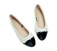 ERLINGO Women's Ballet Pumps Slip-On Bow Tie Dolly Shoes - Comfortable Ladies Ballet Flats (White,7)