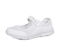 ERLINGO Womens Comfortable Working Nurse Shoes Non-Slip Adjustable Breathable Slip-on Walking Sneaker Casual Nursing Orthotic Lightweight Shoes White