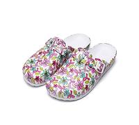 ERLINGO Women's Garden Clogs, Multicolour, Size 3.5 UK - 7.5 UK, Floral Print, Flat Heel, Breathable, Lightweight, Comfortable, Non-Slip, Perfect for Nurses, Workers, Outdoor Activities