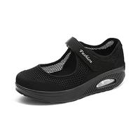 ERLINGO Women's Mesh Walking Shoes Ladies Shock Absorbing Air Cushion Sneakers Adjustable Breathable Casual Platform Trainers Non-Slip Lightweight Trainers