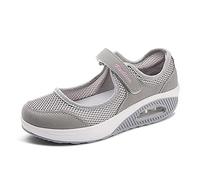 ERLINGO Women's Mesh Walking Shoes Ladies Shock Absorbing Air Cushion Sneakers Adjustable Breathable Casual Platform Trainers Non-Slip Lightweight Trainers