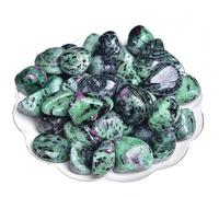 Erliway 0.22lb Green Ruby Zoisite Tumbled Stones, Healing Crystal Polished Stones, 1.25-2.0" Large Reiki Healing Gemstones, Natural Tumbled Stones for Energy Witchcraft Therapy Meditation