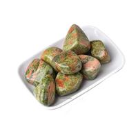 Erliway 0.5 lb Bulk Natural Unakite Polished Stones and Healing Crystals, 0.8-1.6" Irregular Tumbled Stones for Reiki Healing, Meditation, Stress Relief, Vase Filler Landscape Bottom Decoration