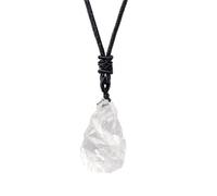 Erliway 1.2" Raw Stone Necklace for Women Men, Natural Rough Clear Quartz Gemstone Crystal Pendant, Adjustable Healing Crystal Necklace with Hand-Woven Rope