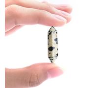 Erliway 1.26" Dalmatian Jasper Hexagonal Crystals Wand, Natural Healing Hexagonal Crystal Point, 1PC Polished Hexagonal Bullet Shaped Stone Pendant for Reiki Balancing Meditation DIY Making Decor