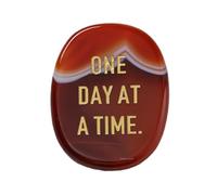 Erliway 1.77" Carnelian Crystal Worry Stone Engraved "One Day at a Time"
