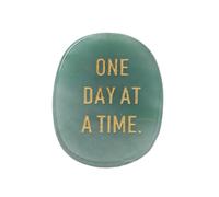 Erliway 1.77" Green Aventurine Worry Stone Engraved "One Day at a Time"