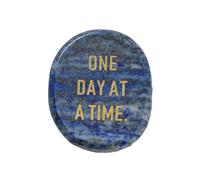 Erliway 1.77" Lapis Lazuli Crystal Worry Stone Engraved "One Day at a Time"