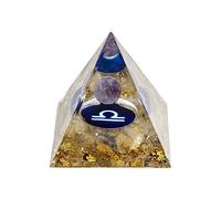 Erliway 12 Zodiac Orgone Crystal Pyramid for Libra with Amethyst Crystal | 2" Healing Orgone Pyramid for Positive Energy Stress Reduce Healing Meditation Attract Wealth Chakra Balancing Home Décor