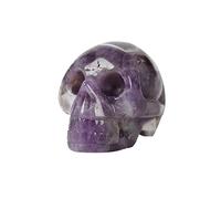Erliway 2'' Hand Carved Healing Crystal Skull Figurines, Natural Amethyst Skull Statue, Large Human Skull Head for Reiki, Home Decor and Halloween Parties