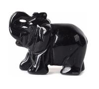 Erliway 2" Large Crystal Elephant Figurines for Decorations, Healing Crystal Elephant Crystal, Hand Carved Pocket Polished Elephant Decor Statue for Home Desk Decor for Women Men (Black Obsidian)