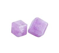 Erliway 2 PCS Kunzite Cube Crystals, 8 mm Perforated Polished Crystal Beads and Stones, Natural Kunzite Square Cystals Gemstone for Women DIY Jewelry Bracelet Necklaces Ornaments Making