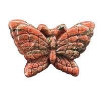 Erliway 2" Red Sesame Stone Crystals Butterfly Decor, Hand-Carved Butterfly Crystal Sculpture, Healing Crystals Stone Statues, Cute Polished Gemstones Carvings for Home Office Room Desk Decor Gift