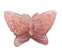 Erliway 2" Strawberry Quartz Crystal Butterfly Decor, Hand-Carved Butterfly Crystal Sculpture, Healing Crystals Stone Statues, Cute Polished Gemstones Carvings for Home Office Room Desk Decors Gifts