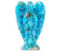 Erliway 3" Blue Howlite Crystal Guardian Angel Figurines, Natural Healing Crystal Chips Resin Angel Statue for Peace Meditation Easter Home Decor