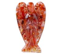 Erliway 3" Carnelian Crystal Guardian Angel Figurines, Natural Healing Crystal Chips Resin Angel Statue for Peace Meditation Easter Home Decor
