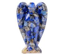 Erliway 3" Lapis Lazuli Crystal Guardian Angel Figurines, Natural Healing Crystal Chips Resin Angel Statue for Peace Meditation Easter Home Decor
