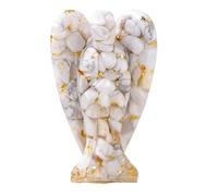 Erliway 3" White Howlite Crystal Guardian Angel Figurines, Natural Healing Crystal Chips Resin Angel Statue for Peace Meditation Easter Home Decor