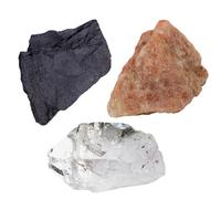 Erliway 3PCS Mixed Raw Crystals Sunstone Quartz Shungite for Purification