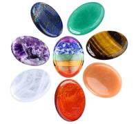 Erliway 8Pcs Natural Crystals Thumb Worry Stones Set for Anxiety, 1.77"