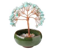 Erliway Amazonite Crystal Tree, 3.15-4" Crystal Gemstone Tree of Life, Natural Crystal Bonsai Tree for Housewarming for Women Men, Healing Crystal Money Tree for Positive Energy Wealth Office Decor