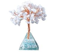 Erliway Aquamarine Crystal Tree, 3.54-3.94" Crystal Trees of Life with Pyramid Base, Natural Gemstone Bonsai Tree for Women, Healing Crystals Money Trees for Housewarming Energy Wealth Office Decor