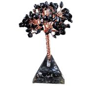 Erliway Black Obsidian Crystal Tree 3.54-3.94" with Pyramid Base for Décor