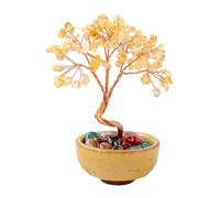 Erliway Citrine Crystal Tree, 4.72" Crystal Tree of Life, Natural Crystal Bonsai Tree for Housewarming for Women Men, Healing Crystal Agate Gemstone Tree for Positive Energy Wealth Office Decor