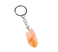 Erliway Citrine Tooth Crystals Keychain, Raw Stones and Crystals Car Key Keychains, Natural Gemstone Pendants Key Chain for Car Handbag, Stainless Steel Keyring for Bag Key Decor Men Women