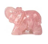 Erliway Healing Crystals Elephant Decor, 1.5" Large Rose Quartz Elephant Crystal Figurine, Hand Carved Gemstone Elephant Decor Statue Home Office Desk Decorations for Women Men (1PC)