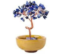 Erliway Lapis Lazuli Crystal Tree, 4.72" Crystal Tree of Life,Natural Crystal Bonsai Tree for Housewarming, Healing Crystal Agate Gemstone Tree for Positive Energy Wealth Office Decor