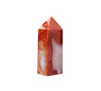 Erliway Natural Carnelian Crystal Tower Point, Healing Crystals Obelisk Red Agate Gemstones Wand, 4 Faceted Single Point Chakra Crystal Towers for Reiki Balancing Meditation Home Office Decor