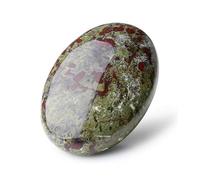 Erliway Natural Dragon Bloodstone Palm Crystal, 2"-2.4" Large Healing Polished Palm Crystal for Anxiety Relief, Oval Pocket Worry Stone for Hand Therapy, Hot Therapy Massage Rock for Stress
