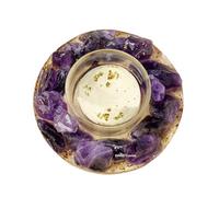 Erliway Natural Dream Amethyst Raw Crystals Candle Holder, Crystal Resin Rough Stones Tealight Holder with Healing Aromatherapy Diffuser Effects for Home Crystal Crafts Decor (Not Included Candle)