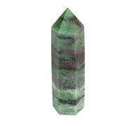 Erliway Natural Green Ruby Zoisite Crystal Wand, 3"-4" Large Hexagonal Pointed Crystals Towers, 6 Faceted Chakra Crystal Point for Reiki Therapy Chakra Energy Balancing Meditation