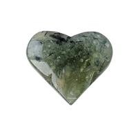 Erliway Natural Prehnite Crystal Heart Palm Stone, 2-2.4" Large Polished Heart Shaped Worry Stone for Anxiety Relief, Reiki Healing Gift, Home Desk Decor for Love, Valentine's Day, Birthday