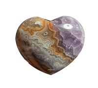 Erliway Natural Purple Agate Crystal Heart Palm Stone, 2-2.4" Large Polished Heart Shaped Worry Stone for Anxiety Relief, Reiki Healing Gift, Home Desk Decor for Love, Valentine's Day, Birthday