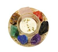 Erliway Natural Raw Chakra Crystals Candle Holder, Crystal Resin Rough Stones Tealight Holder with Healing Aromatherapy Diffuser Effects for Home Crystal Crafts Decor (Not Included Candle)