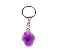 Erliway Natural Raw Crystal Keychain Stainless Steel for Car Bag | Natural Rough Crystal Stone with Stainless Steel Keyring, Raw Gemstone Pendant Key Chain for Handbag Key Backpack Daily Carry