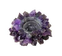 Erliway Natural Raw Dream Amethyst Crystals, Raw Crystal Tealight Candle Holder Crystal Stone Candle Stand High Energy Geode Votive with Healing Effects (Not Included Candle)