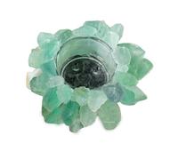 Erliway Natural Raw Green Fluorite Crystal Candle Holder for Table, 3.94"