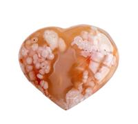 Erliway Natural Sakura Agate Crystal Heart Palm Stone, 2-2.4" Large Polished Heart Shaped Worry Stone for Anxiety Relief, Reiki Healing Gift, Home Desk Decor for Love, Valentine's Day, Birthday