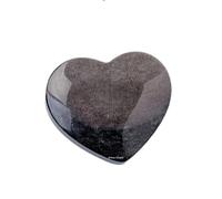 Erliway Natural Silver Sheen Obsidian Crystal Heart Palm Stone, 2-2.4" Large Polished Heart Shaped Worry Stone for Anxiety Relief, Reiki Healing Gift, Home Desk Decor for Love, Valentine's Day